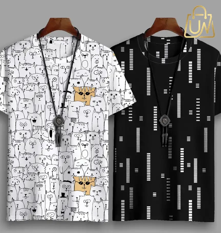 TIGERSNAKE Men’s Stylish Printed Round Neck T-Shirts (Combo Pack of 2)