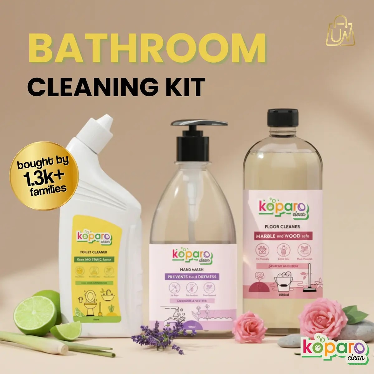 Koparo Bathroom Cleaning Kit | Plant-Powered Floor, Toilet & Hand Wash Bundle