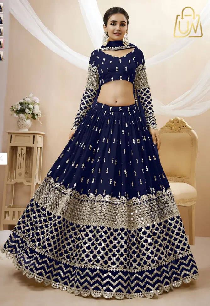 FABPIXEL Embroidered Mirror Work Semi-Stitched Lehenga Choli With Dupatta – Flat 52% OFF