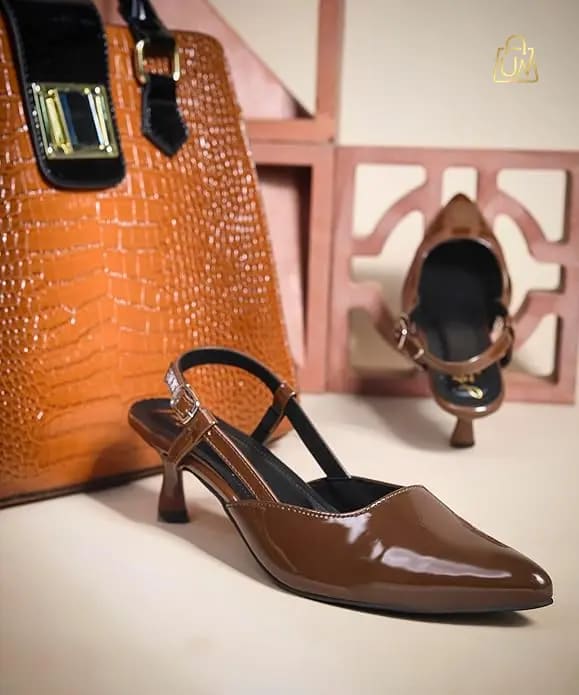 JM LOOKS Women's Pointed-Toe Slingback Kitten Heels