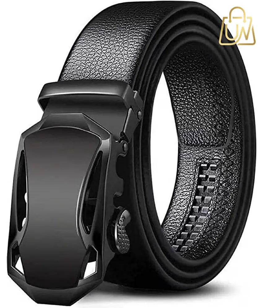 Kingluster Men's Black Leather Casual Belt