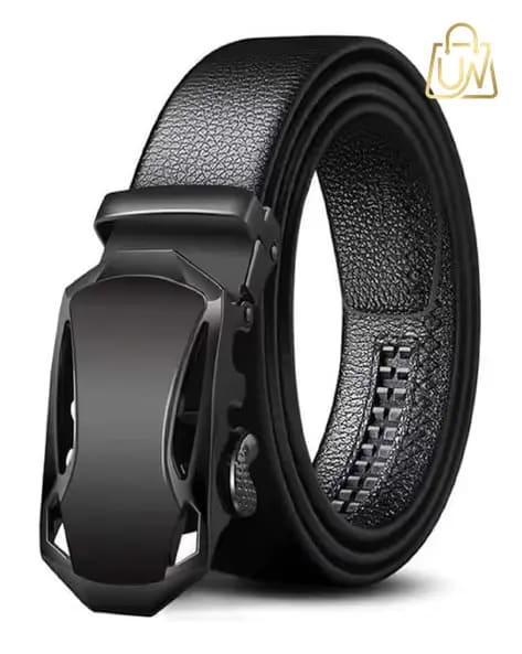ZEVORA Men's Genuine Leather Belt with Auto-Lock Buckle