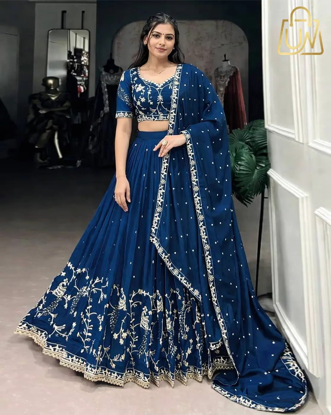Fashion Basket Women Embroidered Georgette Lehenga Choli Set