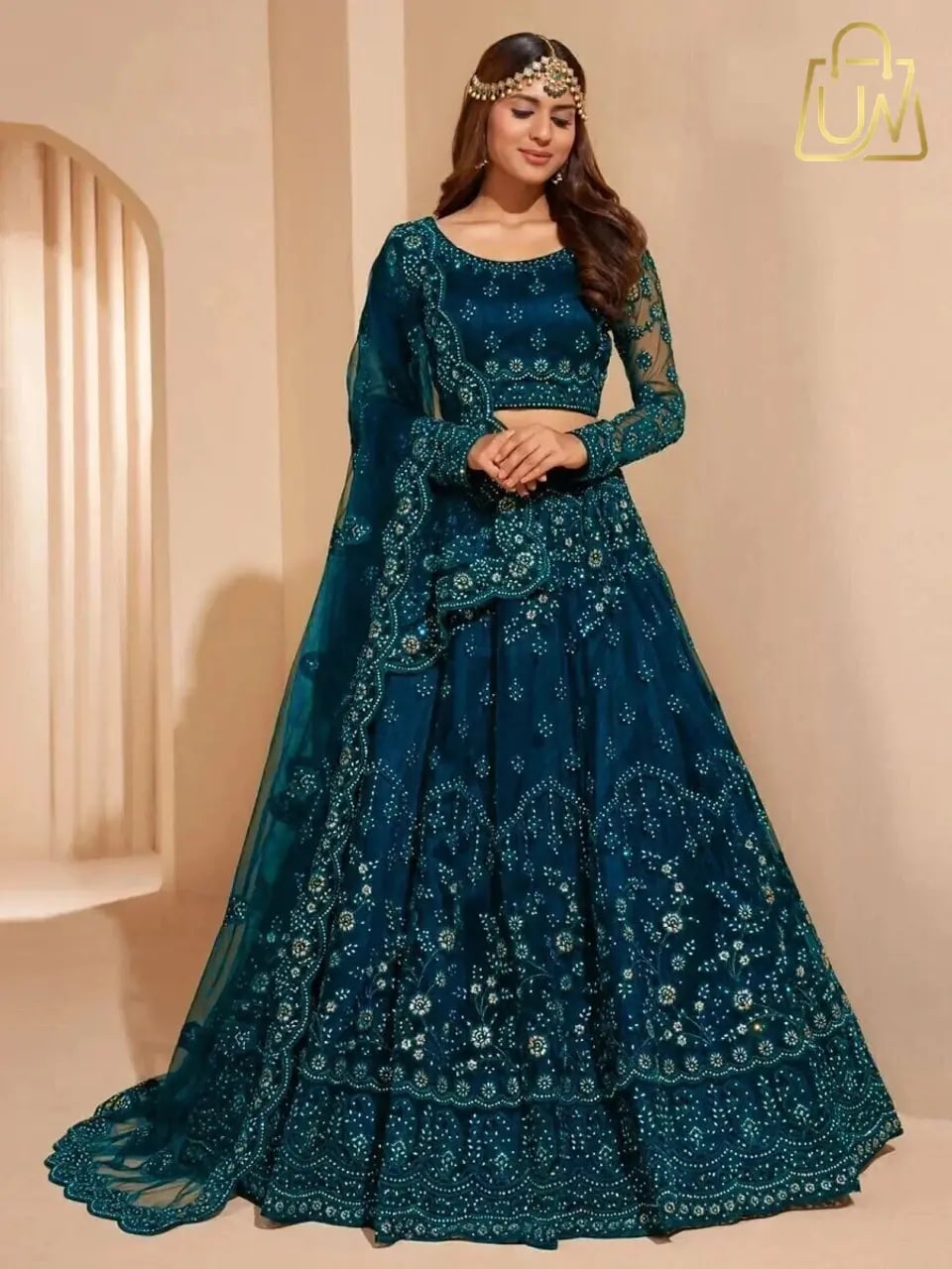 Udbhav Export Embroidered Semi-Stitched Lehenga Choli with Dupatta