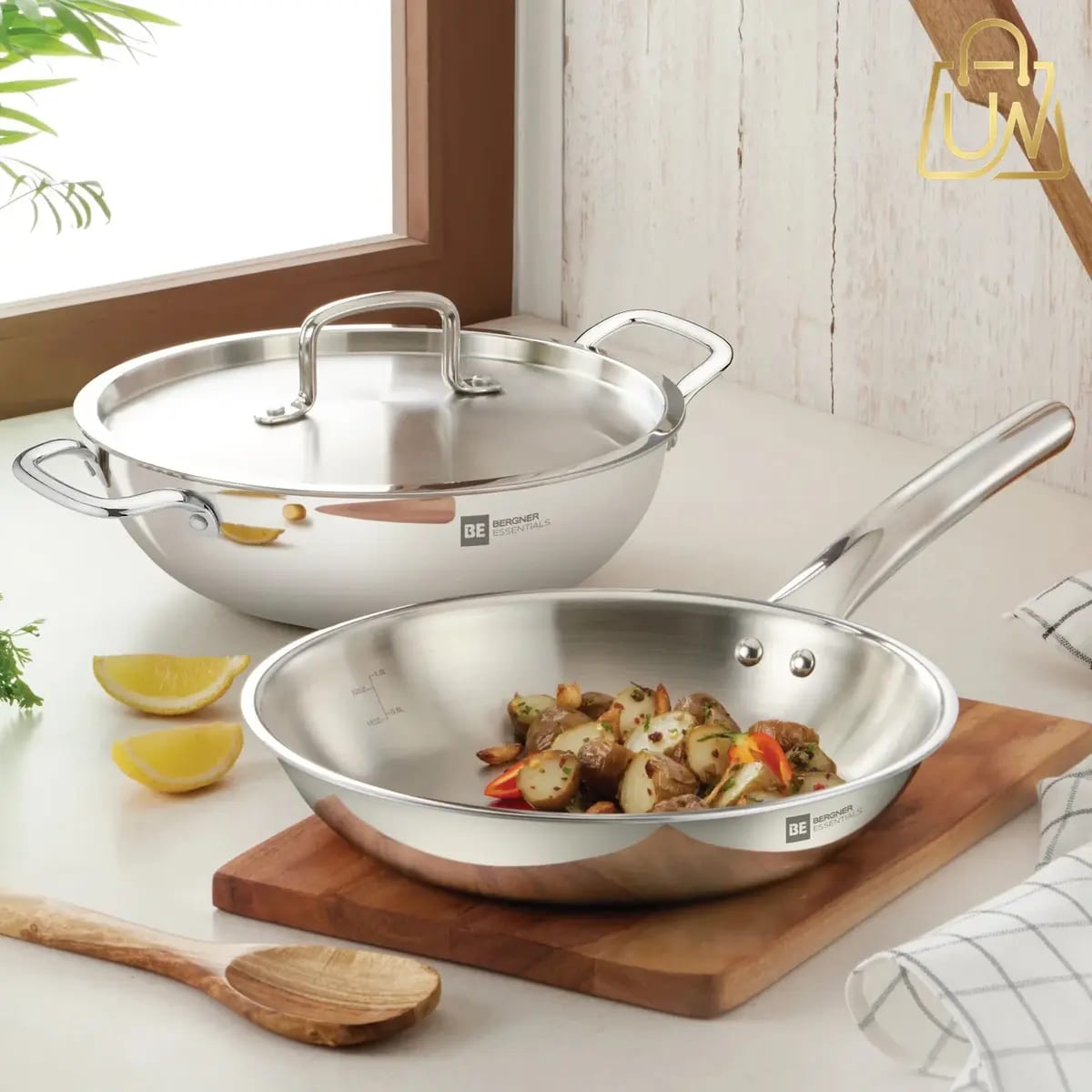 BE Bergner Essentials Triply Cookware Set (3-Piece) – Premium Stainless Steel Cooking