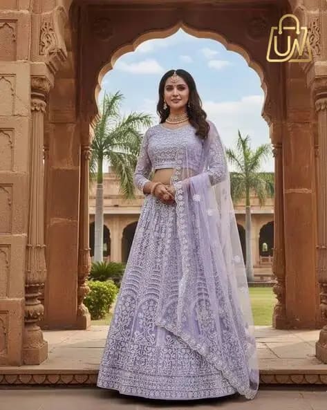 Zeelpin Embroidered Lace Lehenga Choli Set with Dupatta