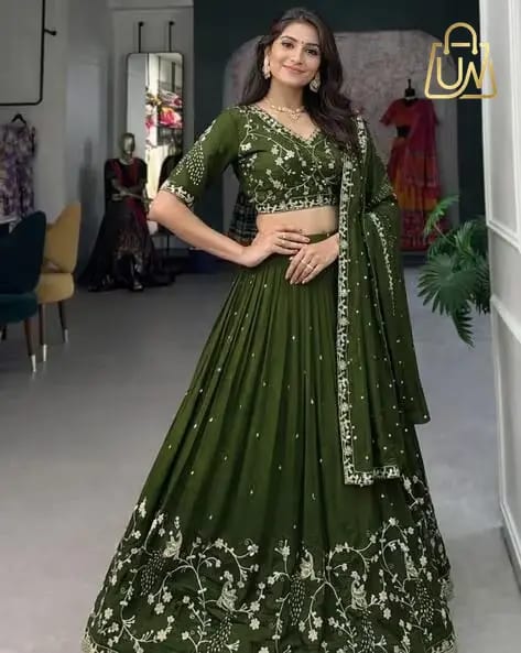 Fashion Basket Women Embroidered Georgette Lehenga Choli Set