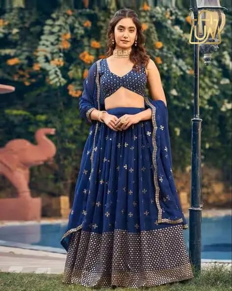 Fashion Basket Women Embroidered Georgette Lehenga Choli Set