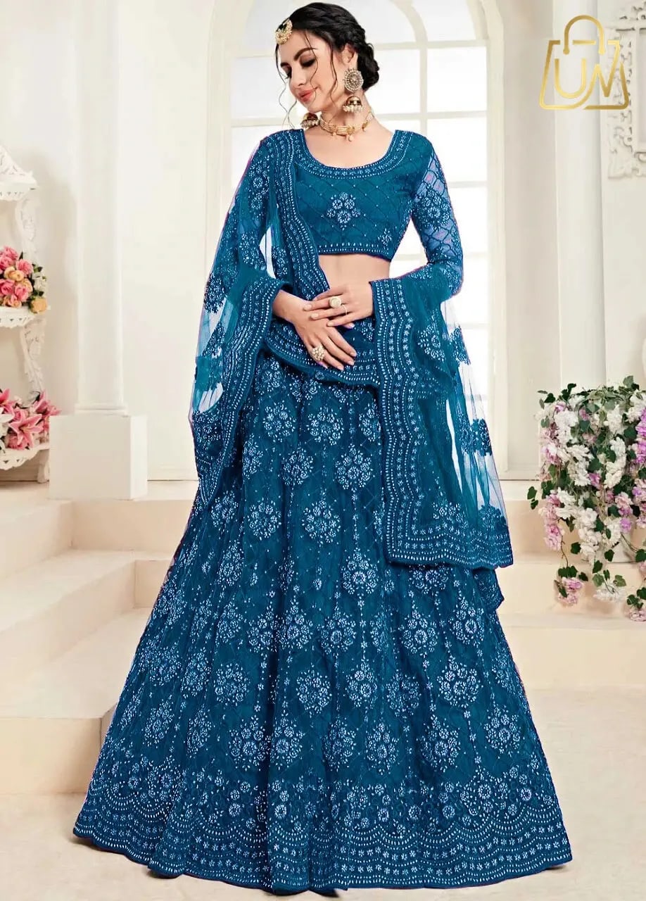 Udbhav Export Embroidered Semi-Stitched Lehenga Choli with Dupatta
