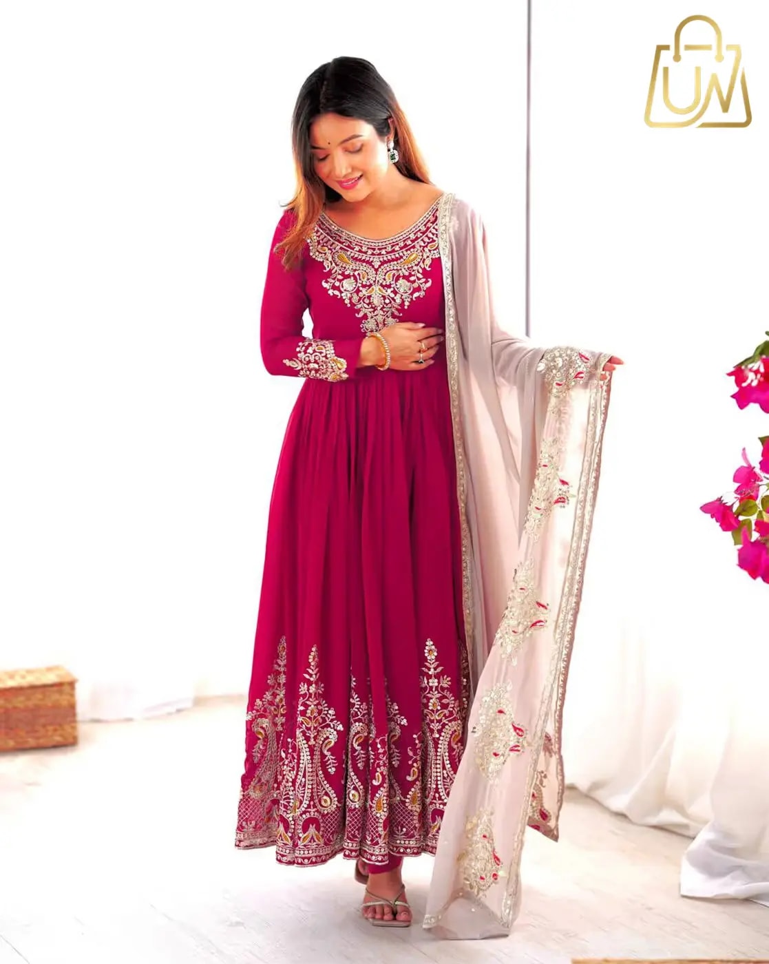 Svaraa Women Embroidered Anarkali Kurta Suit Set