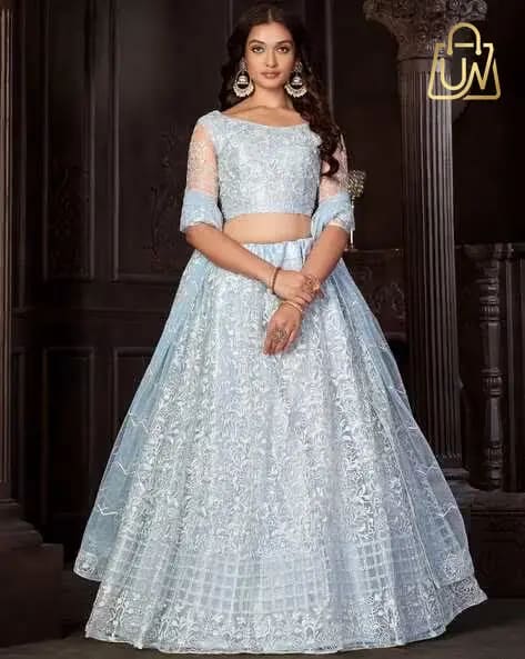 ZEELPIN Embroidererd Flared Lehenga Choli Set with Dupatta