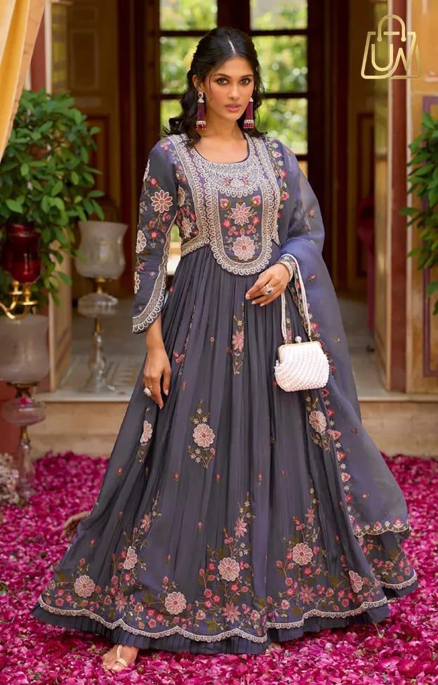 House of Pataudi Premium Heavy Embroidered Anarkali Ethnic Dress (3-Pcs Set)