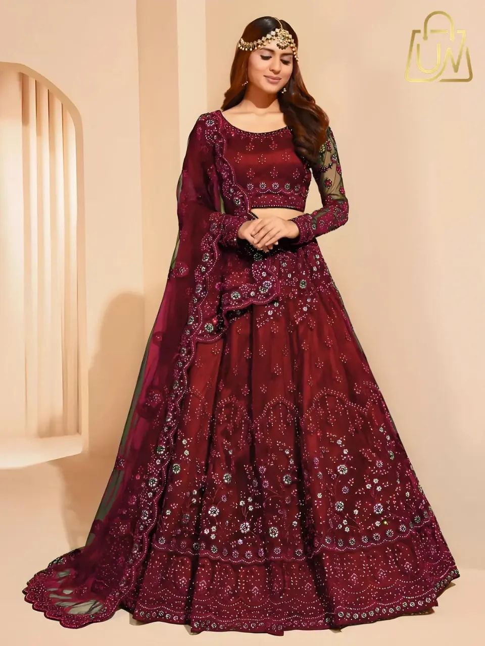 Udbhav Export Embroidered Semi-Stitched Lehenga Choli with Dupatta