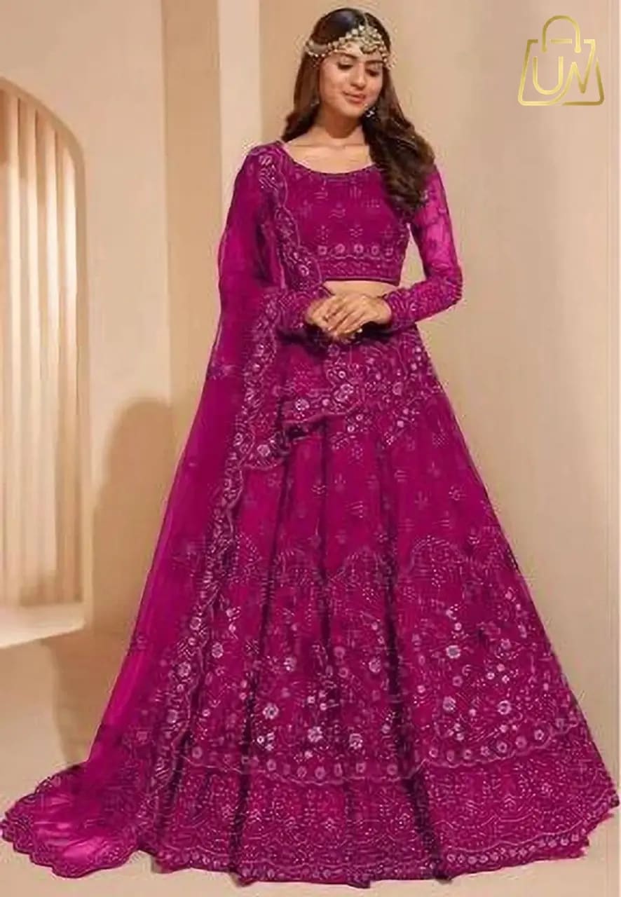 Udbhav Export Embroidered Semi-Stitched Lehenga Choli with Dupatta