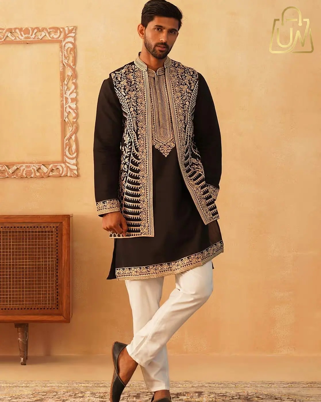 JOMPERS Men’s Embroidered 3-Piece Ethnic Suit Set