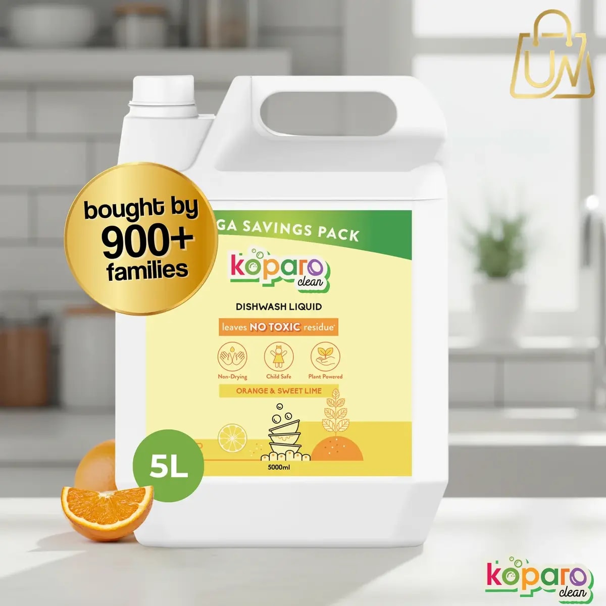 Koparo Natural Dishwashing Liquid – Orange & Sweet Lime (Refill)