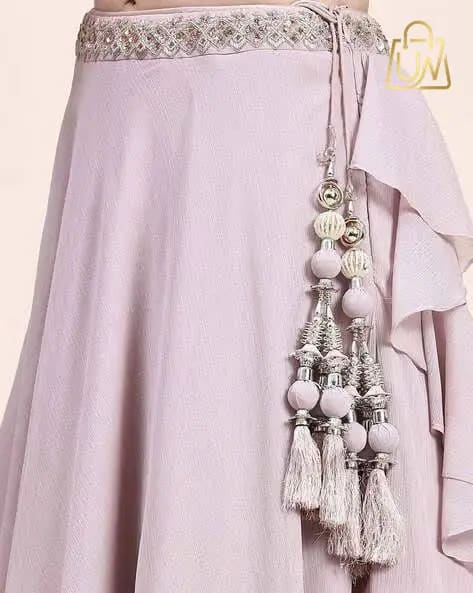 Raswa Premium Pink Embellished Lehenga Choli Set with Dupatta (Free Size)