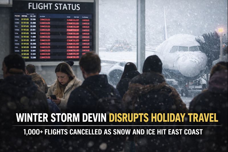 यूएस में सर्दी तूफ़ान ‘डेविन’ के चलते 1,000+ उड़ानें रद्द, 22,000 से ज़्यादा देरी