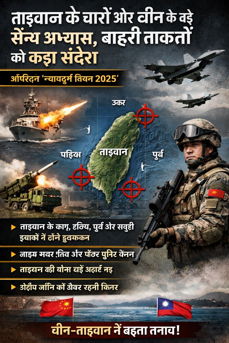 ताइवान के चारों ओर चीन के बड़े सैन्य अभ्यास, बाहरी ताकतों को कड़ा संदेश