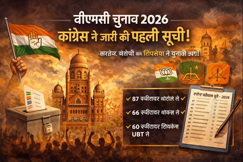 बीएमसी चुनाव 2026: कॉन्ग्रेस ने पहली सूची जारी की, महाराष्ट्र की सियासत में बढ़ी राजनैतिक हलचल