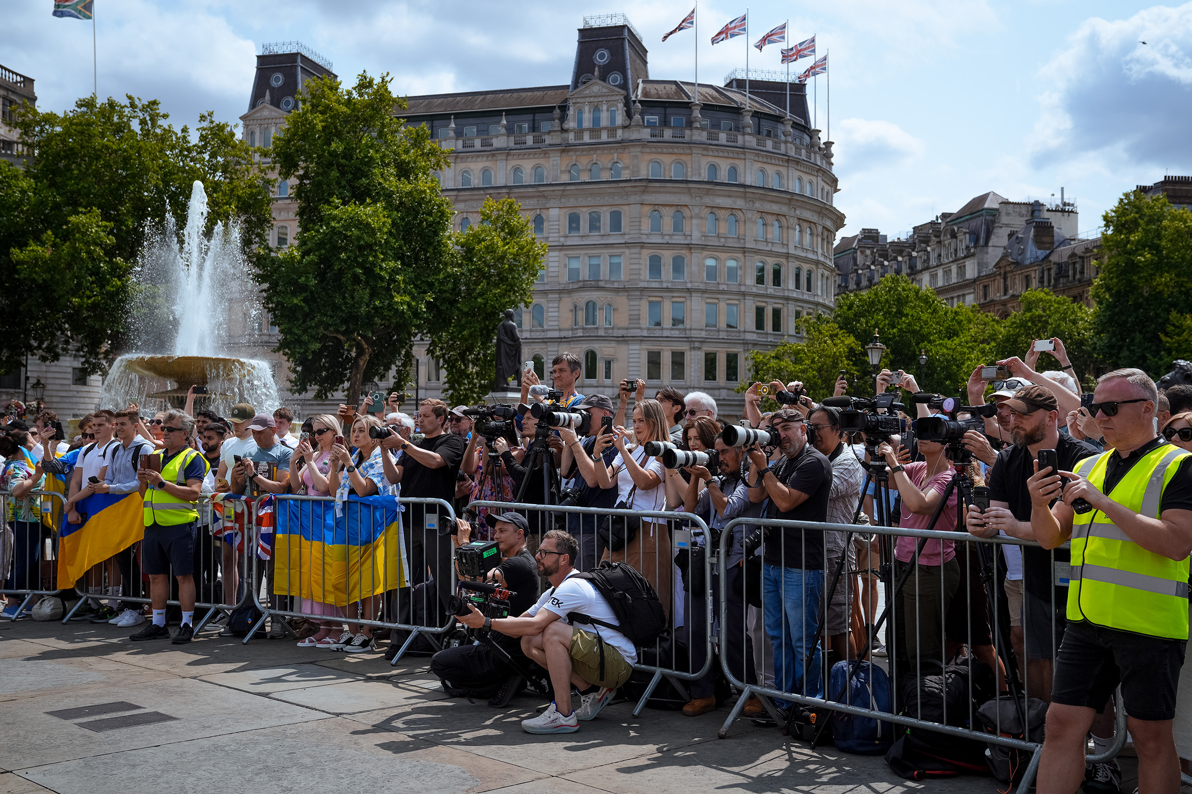Press covering the Trafalgar Square unveiling