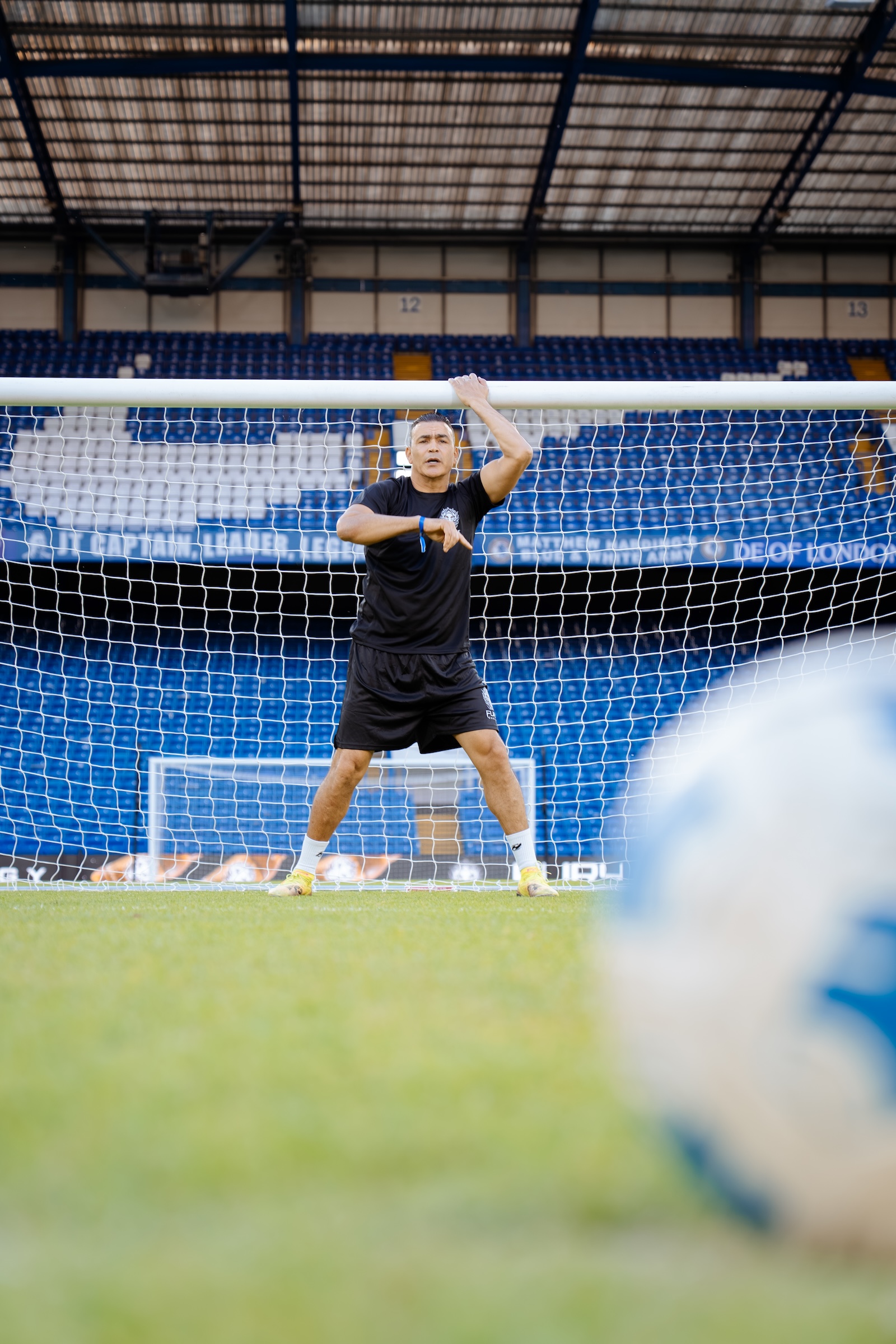 Essam El-Hadary pitchside at the Fury Energy x Chelsea FC event, Stamford Bridge