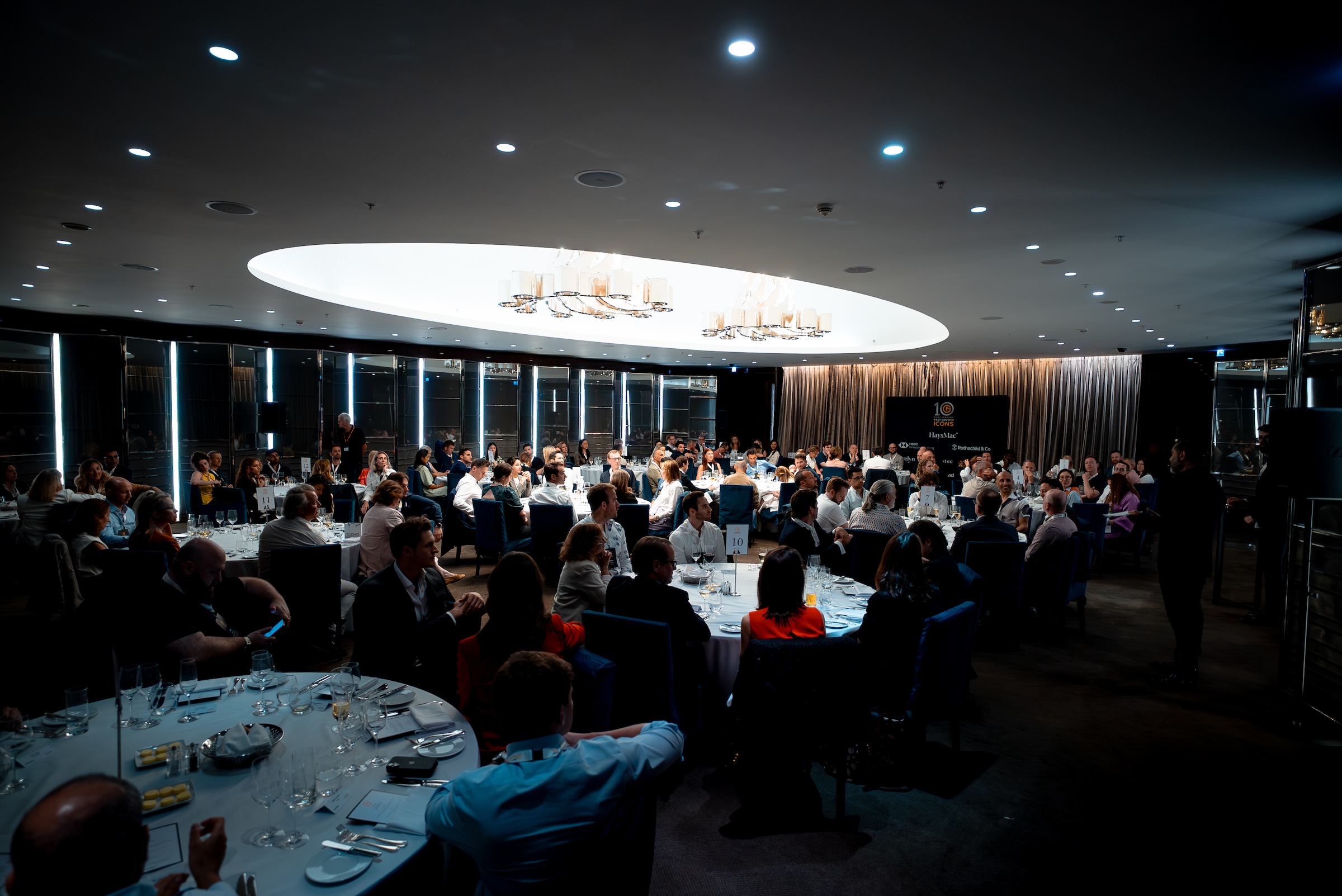 Gala dinner at the Fast Growth Icons 10th Anniversary event, photographed by We Stream