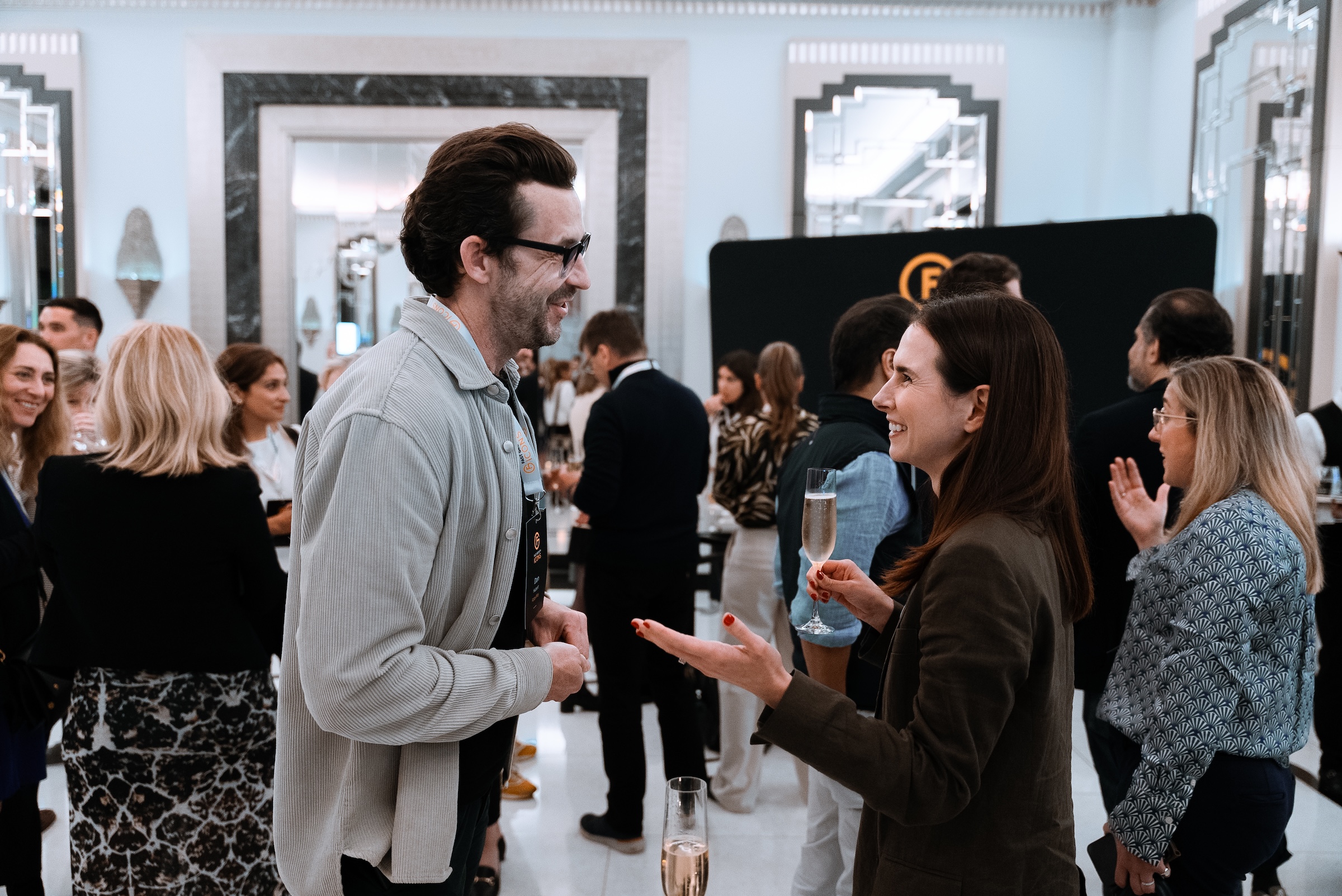 Networking reception at Claridge's, London, during a Fast Growth Icons event, photographed by We Stream