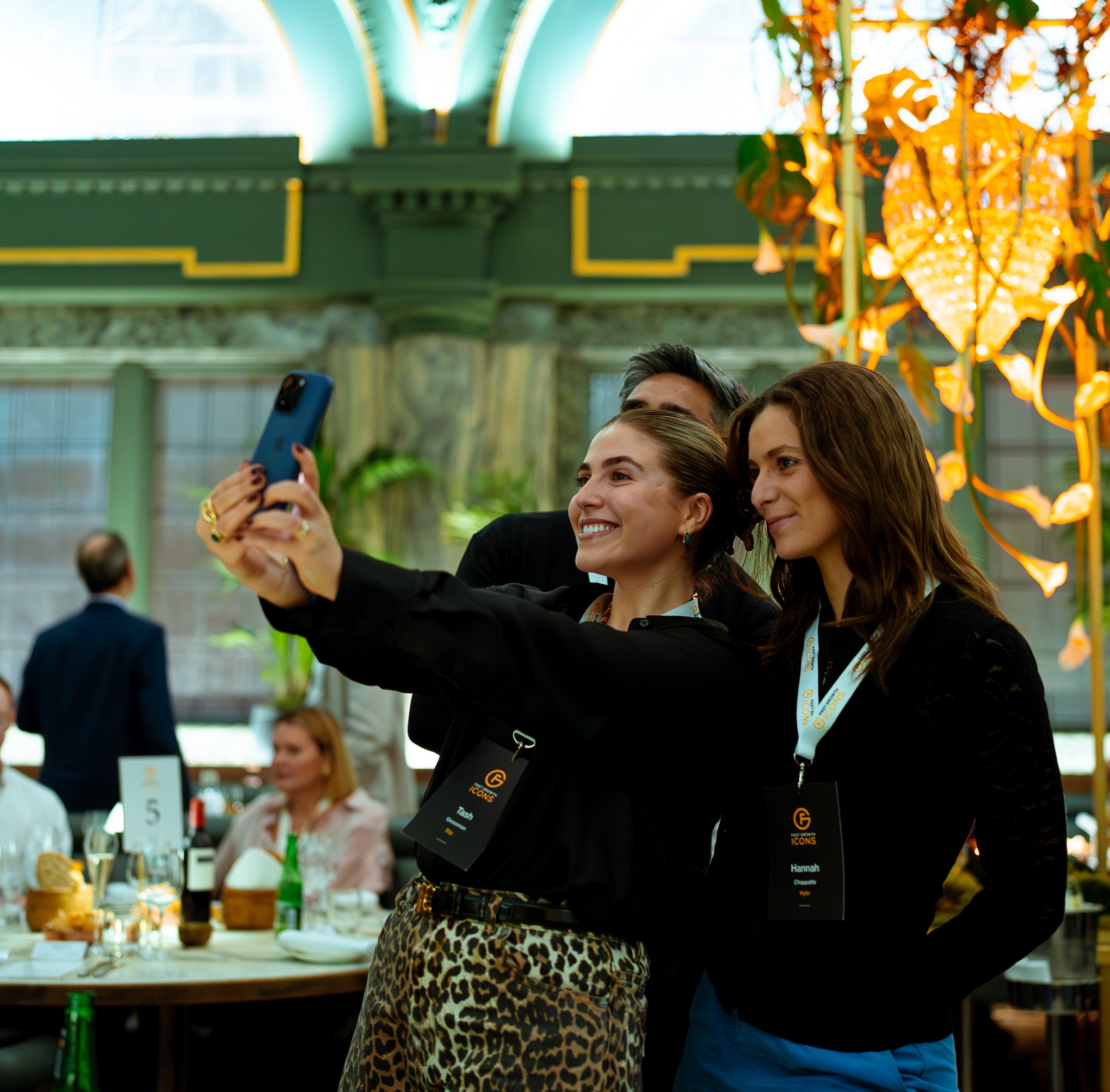 Attendees taking a selfie at the Fast Growth Icons Manchester event, photographed by We Stream