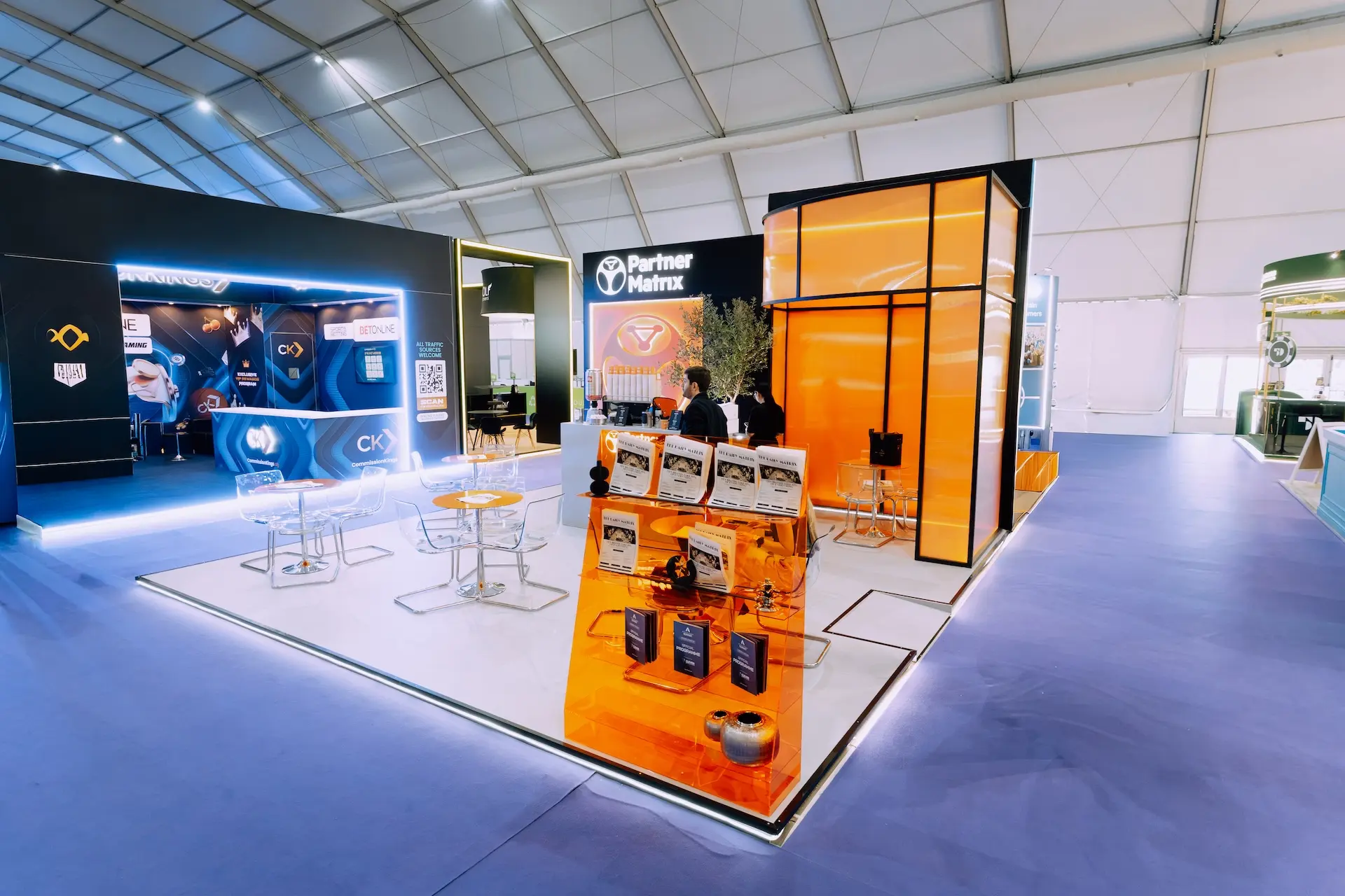PartnerMatrix stand F636 at SBC Summit Lisbon 2026, photographed before the hall filled