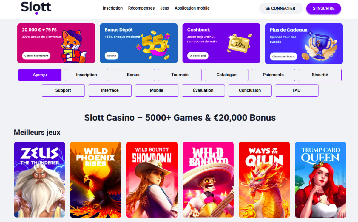 Slott Casino, un casino en ligne France idéal pour débutants et joueurs expérimentés