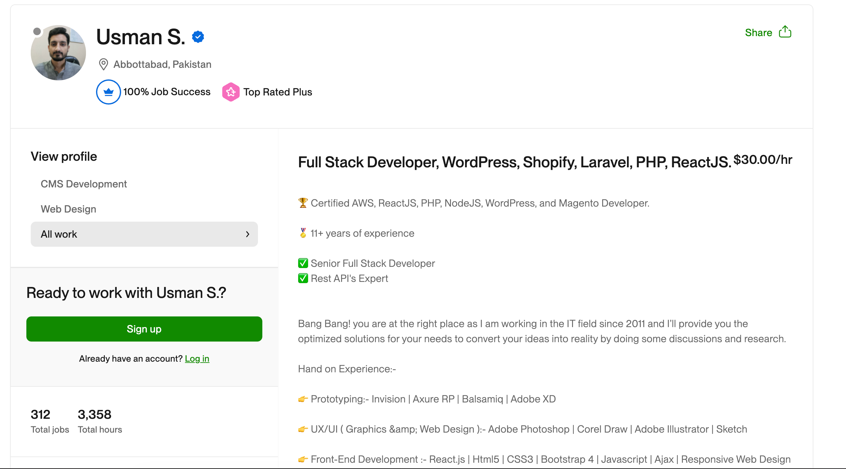 Usman Shakeel Upwork Profile