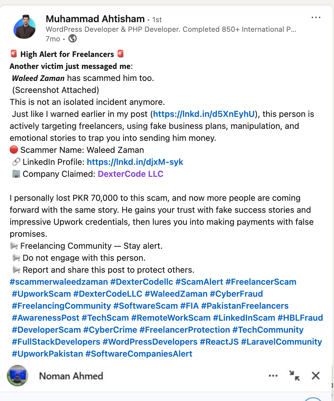 LinkedIn Victim Post