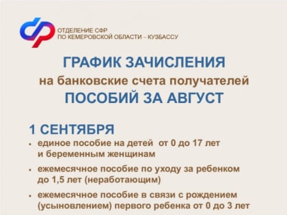 Уже завтра – сентябрь и первые выплаты детских пособий