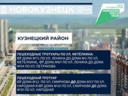 В Кузнецком районе Новокузнецка к благоустройству в 2025 году предлагаются 2 объекта