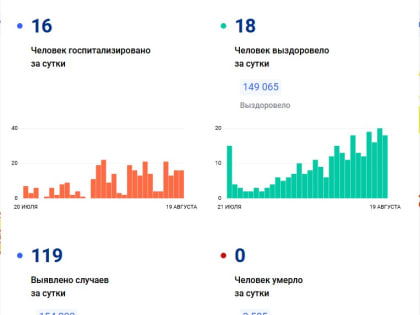 Во Владимирской области на 19 августа подтверждено 119 случаев коронавируса