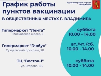 Во Владимире открылись пункты вакцинации в общественных местах