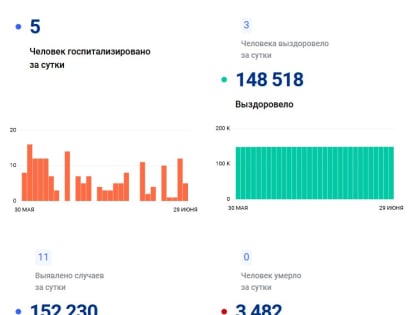 Во Владимирской области на 29 июня подтверждено 11 случаев заражения коронавирусом