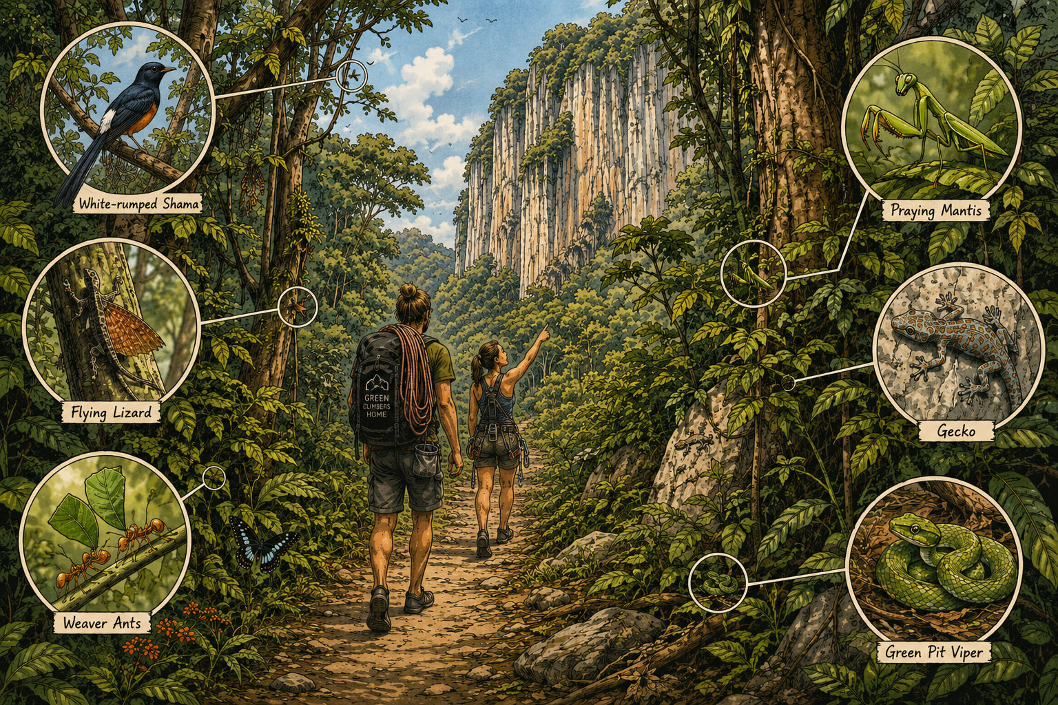 wildlife illustration showing species of Laos