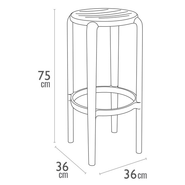 Tabouret de bar Tom 75 par Siesta - Noir - Polypropylène renforcé de fibre de verre — image 4