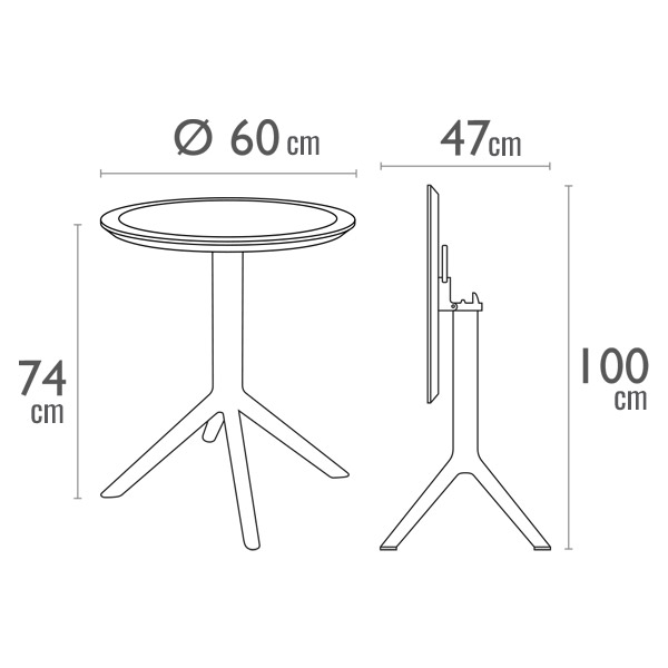 Table ronde pliante Sky 60 par Siesta - Noir - Résine durable et résistante aux intempéries — image 4