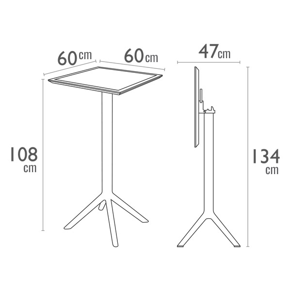 Table de bar pliante Sky 60 par Siesta - Noir - Résine durable et résistante aux intempéries — image 4