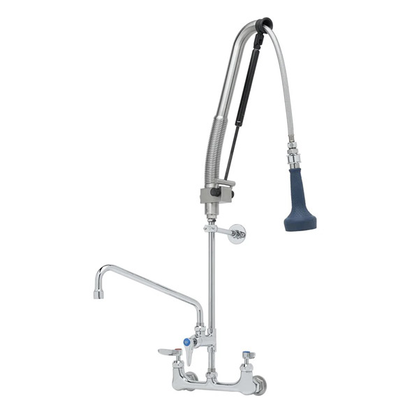 T&S B-0133-12-CRB8P Robinet de prérinçage mural - Hauteur 38 7/16 po - Avec buse pivotant 12 po