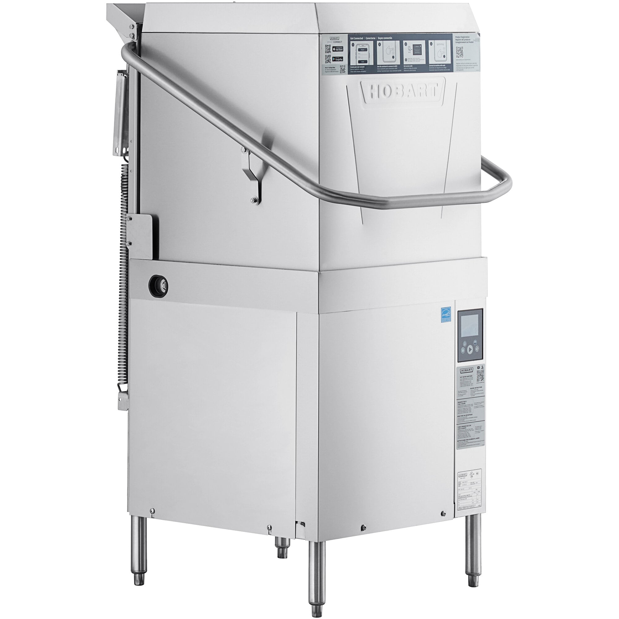 Lave-vaisselle haute température sur base à porte électrique avec chauffe-eau d'appoint Hobart AM16-BAS-2 - 208-240V, 3 Phase