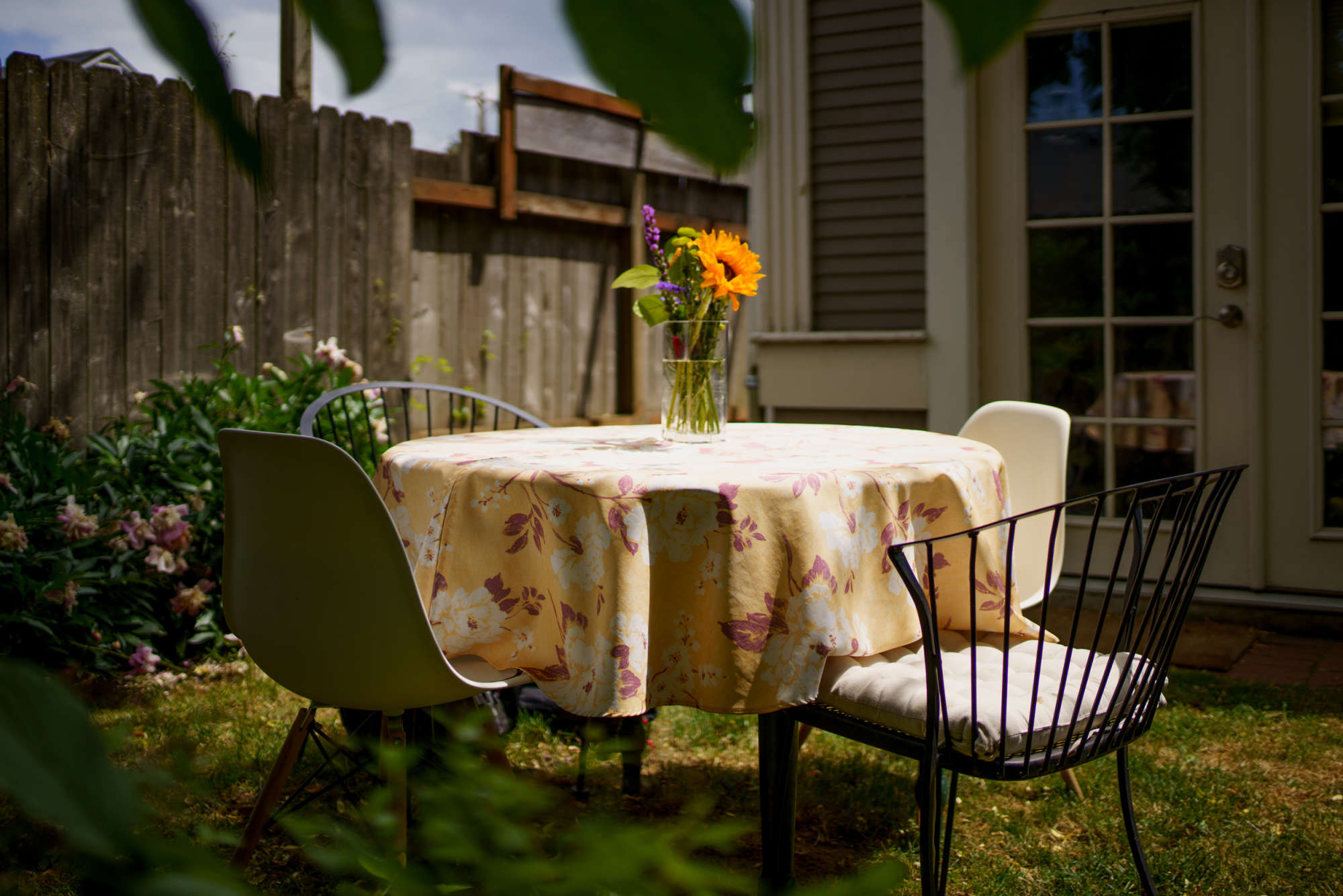Outdoor dining or working space.
