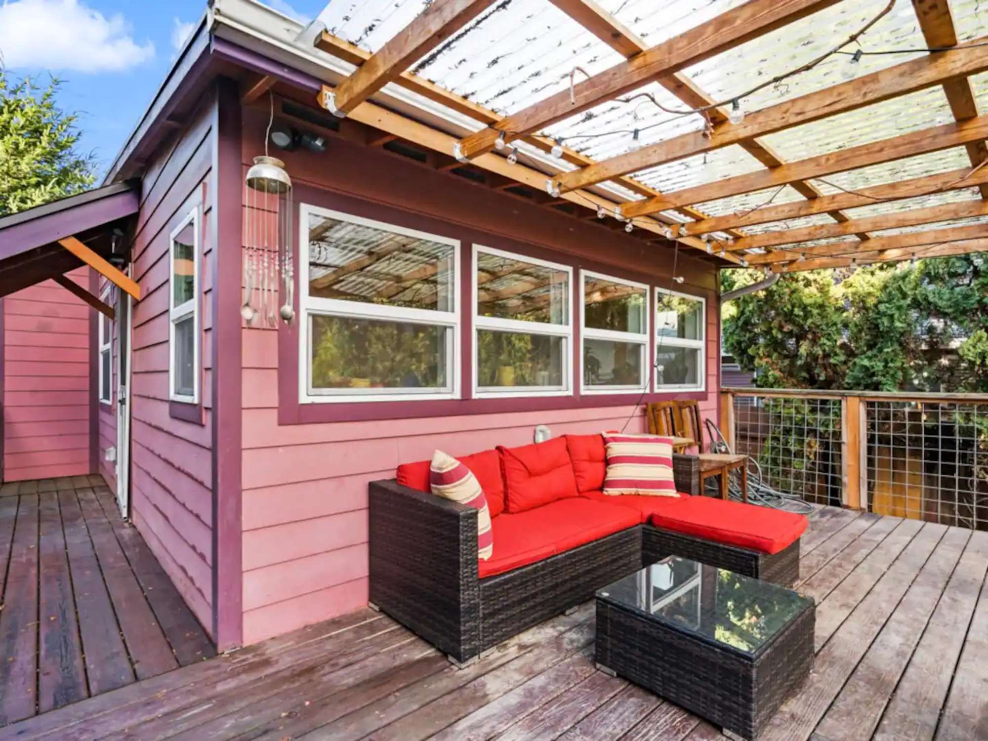 outdoor covered seating to meet in the fresh air.