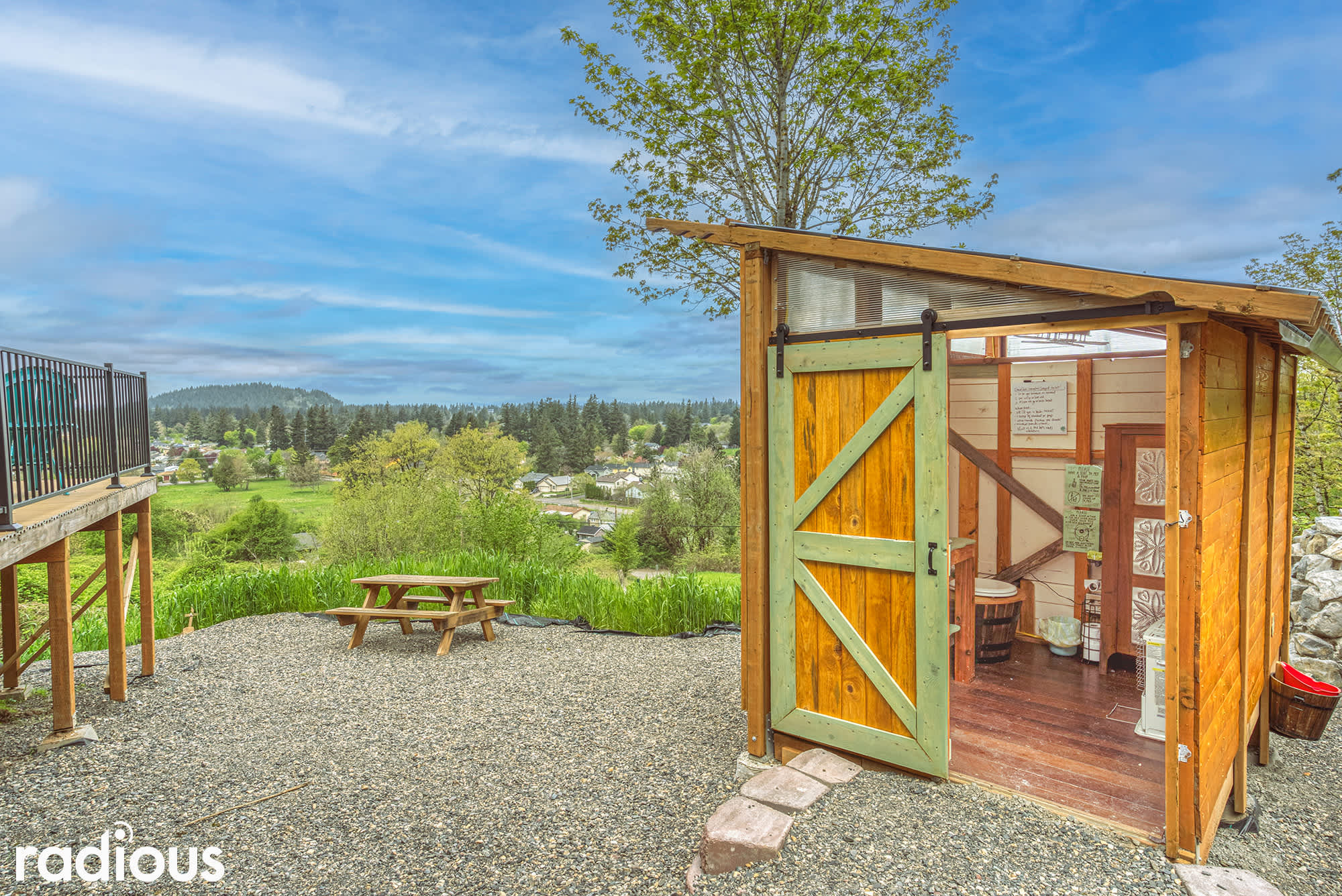 Innovative 2-stall composting toilet bath house 