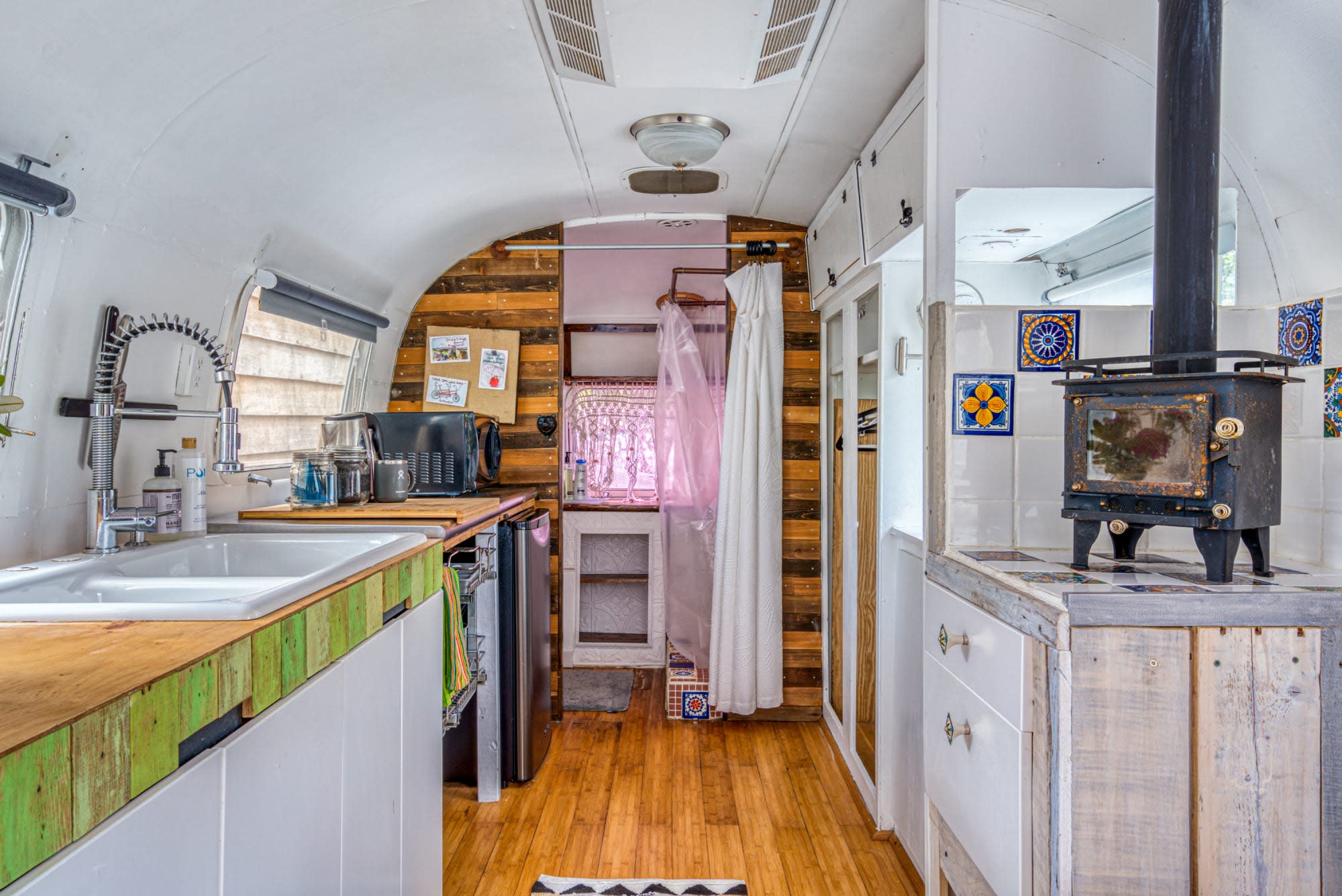 Full Bathroom available in the Airstream with shower and flushing toilet