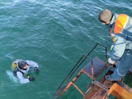 В Анапе на дне моря для сбора мазута расстелили полипропиленовую сеть