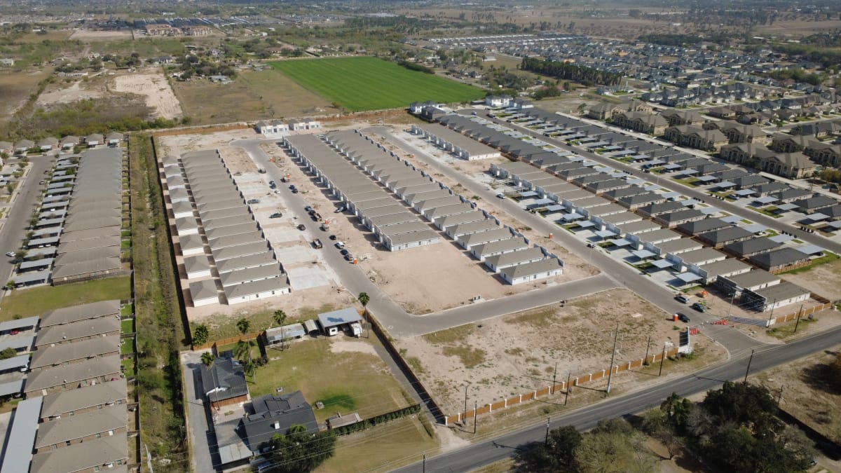 Aerial view of the Westwood Villas community in Alton, Texas